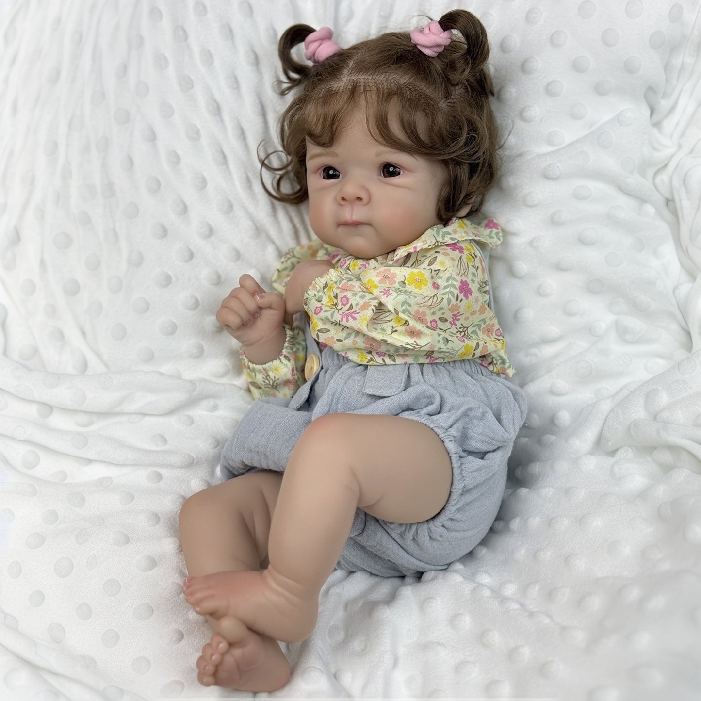48cm Open Eyes Soft Body Reborn Doll Bettie In Floral Clothes