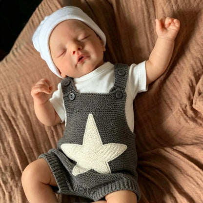 19 Inches Closed Eyes Sam Reborn Doll In Gray Star Outfits