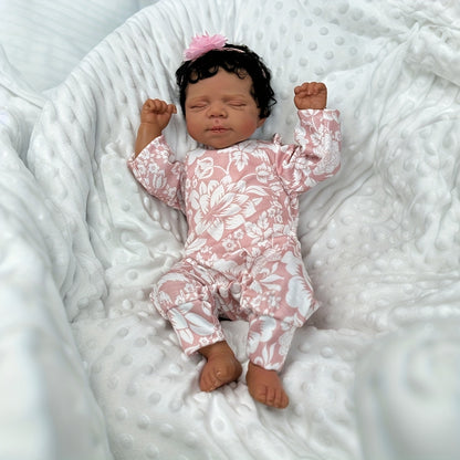 48cm Lifelike Dark Skin Asleep Pasacale Reborn Baby Girl