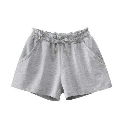 Cotton Solid Color Mid-waist Shorts for Girls