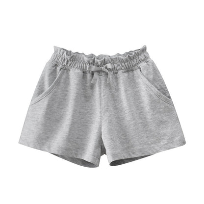 Cotton Solid Color Mid-waist Shorts for Girls