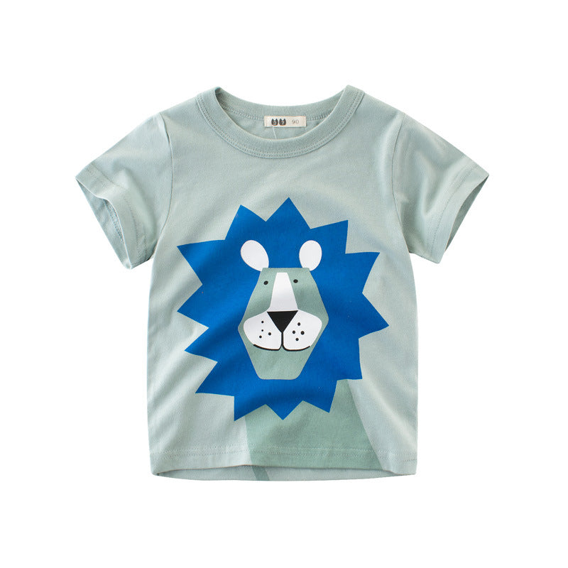 Animal Print Color Block Crew Neck Short Sleeve T-Shirt