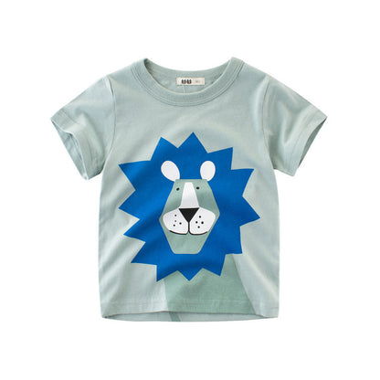 Animal Print Color Block Crew Neck Short Sleeve T-Shirt