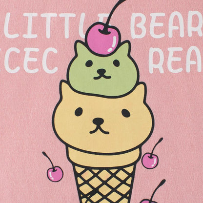 Pink Ice Cream Print Crew Neck Short Sleeve T-Shirt