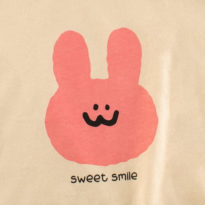 Cartoon rabbit round neck color matching short sleeve T-shirt