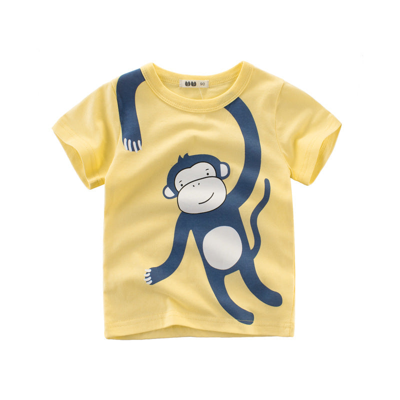 Cartoon Animal Round Neck Short Sleeve T-Shirt