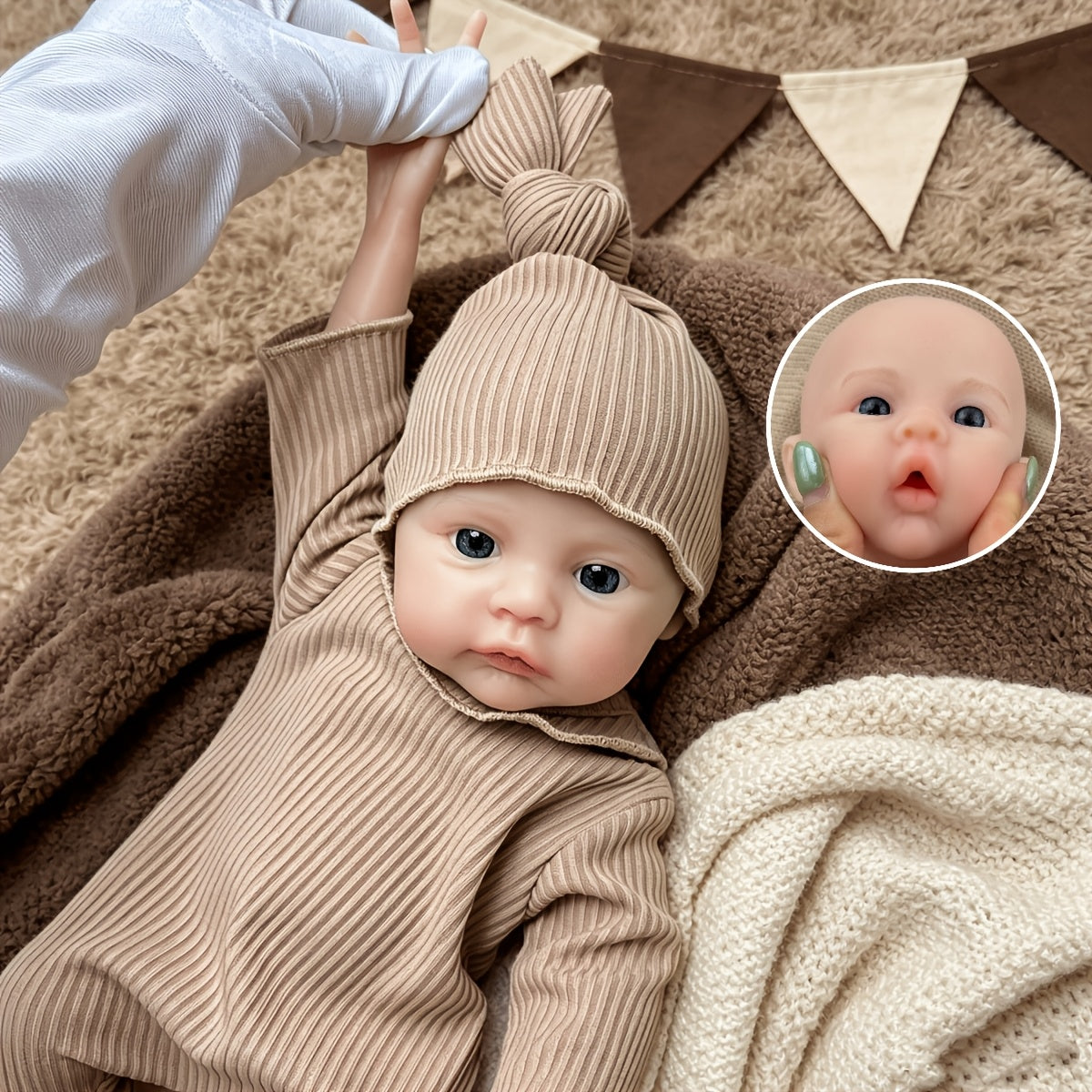 30cm Full Silicone Meadow Reborn Baby Girl in Brown Jumpsuit