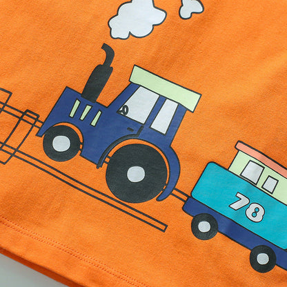 Cartoon train Children's cotton T-shirt