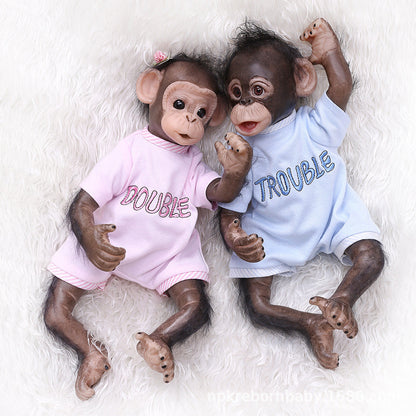 New 40CM Handmade Detailed Painting Reborn Baby Monkey Twins