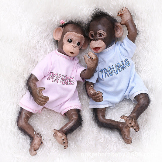 New 40CM Handmade Detailed Painting Reborn Baby Monkey Twins