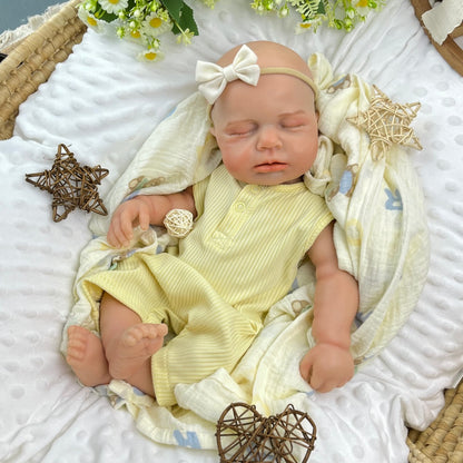 45cm Full Silicone Stretchable Asleep Loulou Reborn Girl in Yellow Outfits