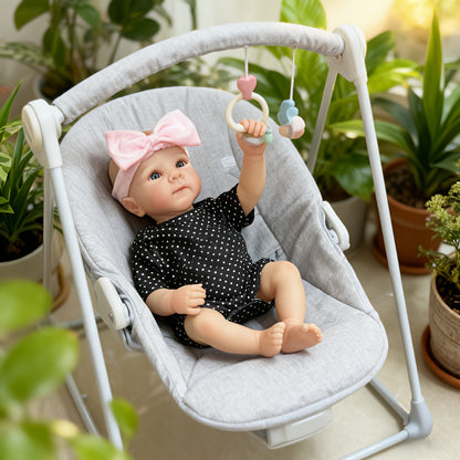 48cm Open Eyes Bettie Reborn Baby Girl In Black Polk Dot Clothes