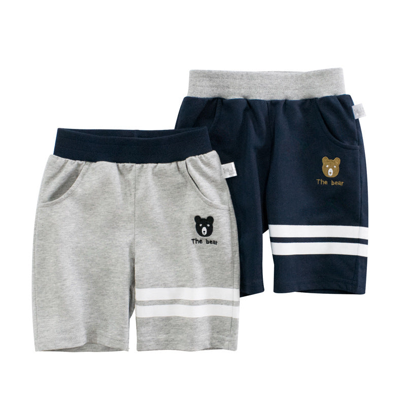 Cartoon Bear Letters Print Summer Shorts for Boys