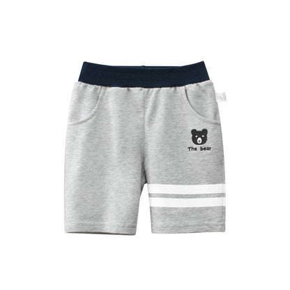 Cartoon Bear Letters Print Summer Shorts for Boys
