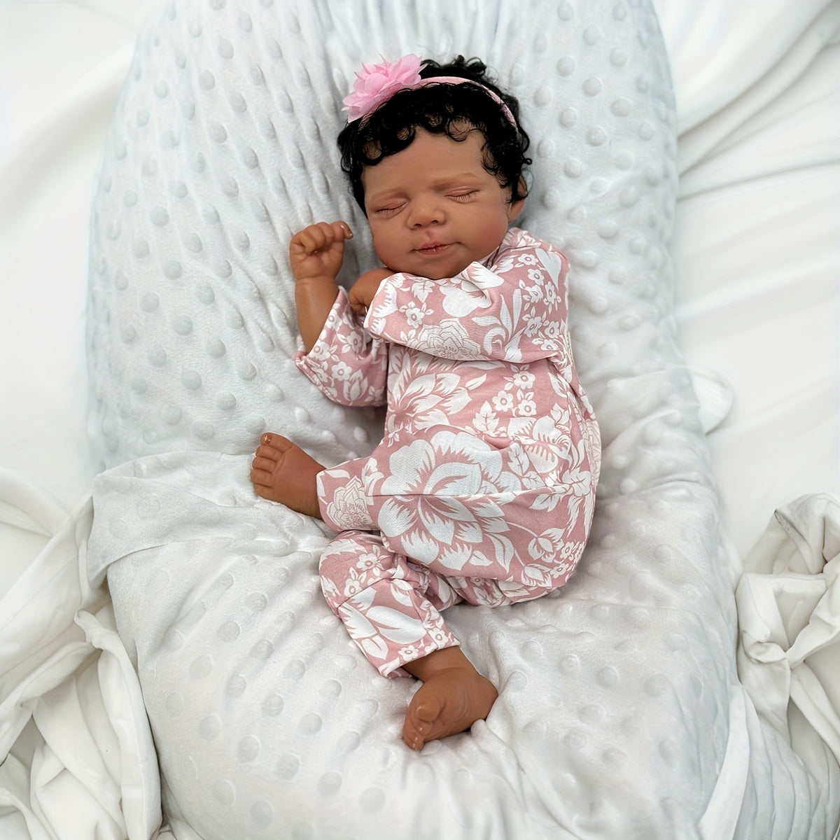 48cm Lifelike Dark Skin Asleep Pasacale Reborn Baby Girl