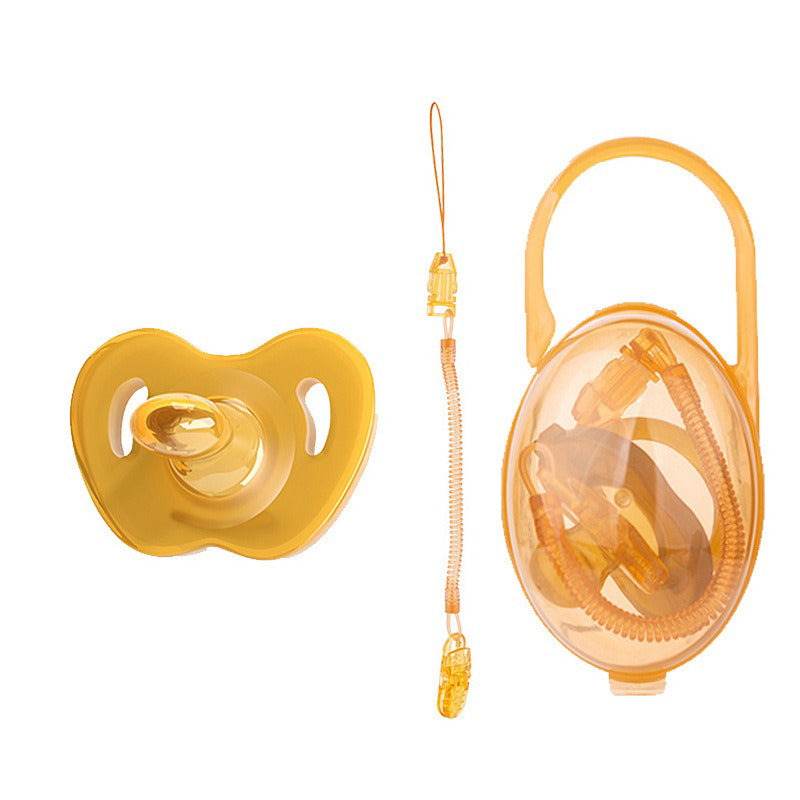Silicone Pacifier, Pacifier Chain and Packaging Box 3-Piece Set for Full Silicone Reborn Dolls