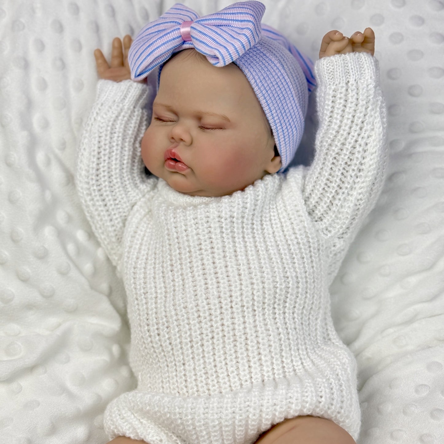 20 Inches 3D Skin Soft Body Closed Eyes Reborn Doll In White Sweater- Pickle