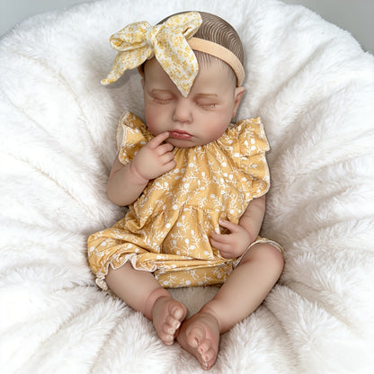 20 Inches Soft Touch Sleeping Loulou Reborn Baby Girl In yellow floral clothes