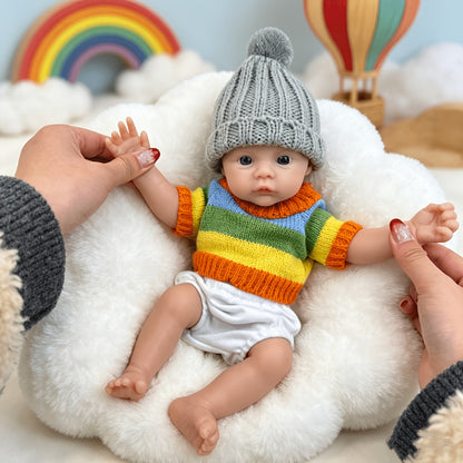 30cm Full Silicone Meadow Reborn Baby Girl in colorful striped sweater