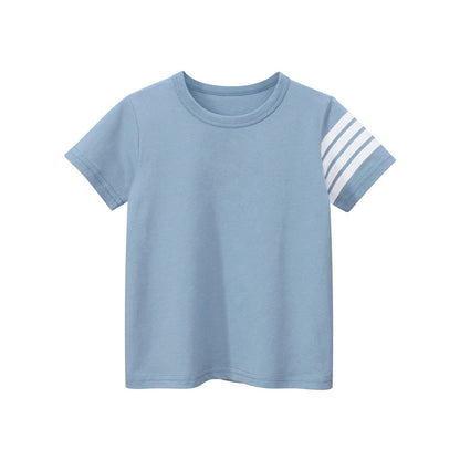 Solid color crew neck short sleeve T-shirt