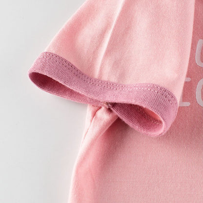 Pink Ice Cream Print Crew Neck Short Sleeve T-Shirt