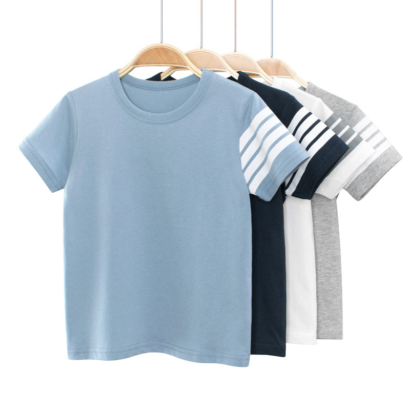 Solid color crew neck short sleeve T-shirt