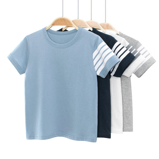 Solid color crew neck short sleeve T-shirt