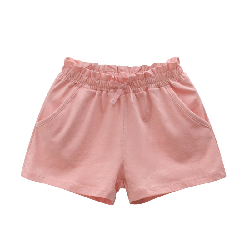 Cotton Solid Color Mid-waist Shorts for Girls