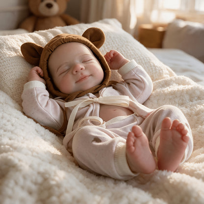 30cm Silicone Closed Eyes Pascale Reborn Baby Girl in Moon Printed Outfits