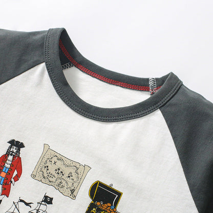 Kids Color Block Printed Short Sleeve T-Shirt