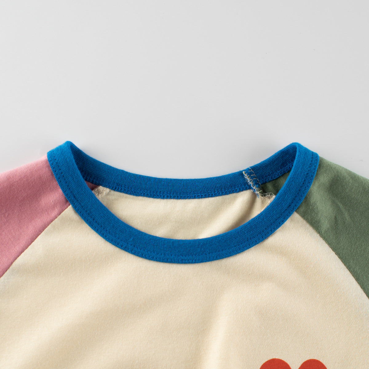 Short-sleeved crew neck cotton T-shirt in matching color
