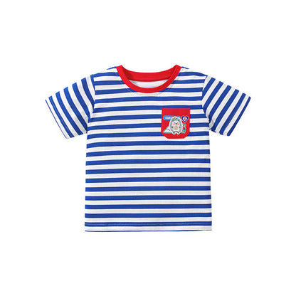 Fashion Striped Round Neck Short Sleeve T-Shirt