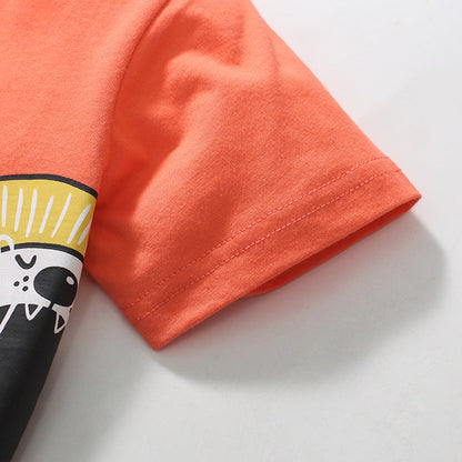Cartoon Cotton Round Neck Short Sleeve T-shirt for Girls