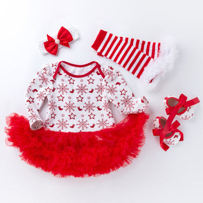 4-Piece Cute Christmas Snowflake Dress for 21/22/23 Inches Reborn Dolls