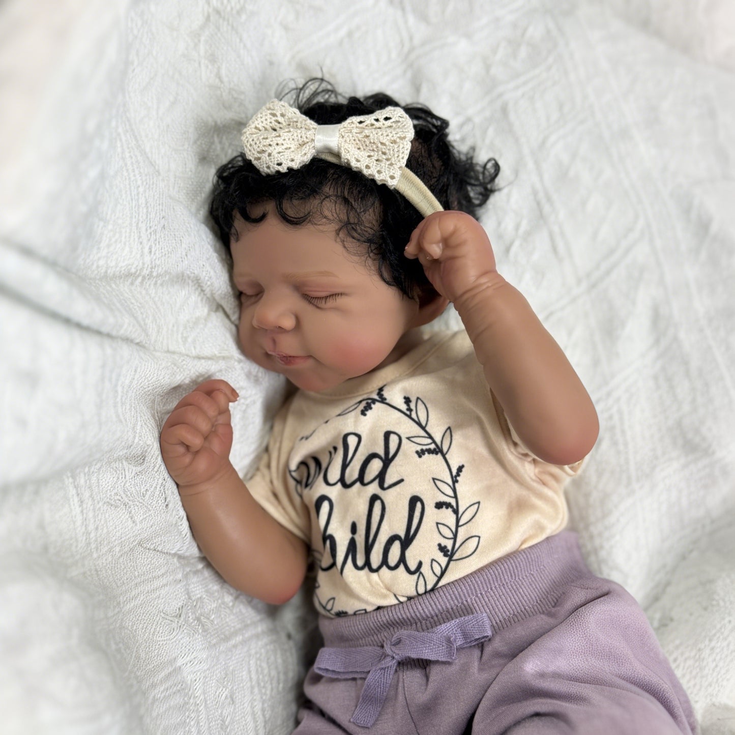 48cm Lifelike Soft Body Dark Skin Sleeping Reborn Doll Pascale