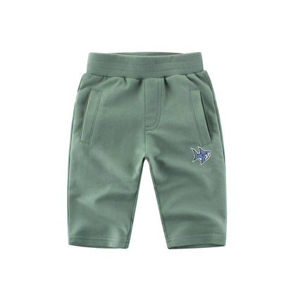 Solid Color Mid-Length Cotton Shorts for Boys