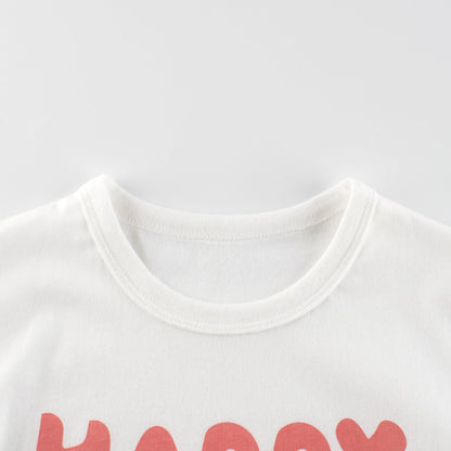 White Bear Cartoon Crew Neck Short Sleeve T-Shirt