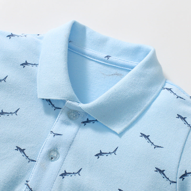 Casual solid color boys polo shirt