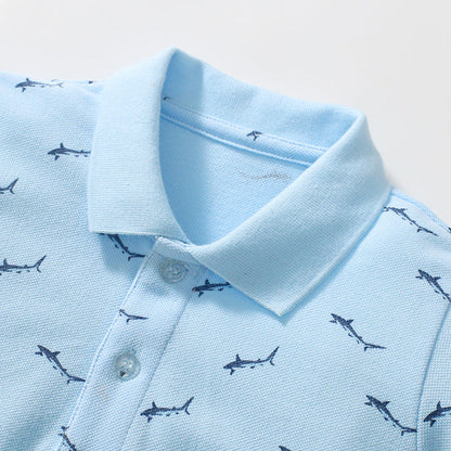 Casual solid color boys polo shirt