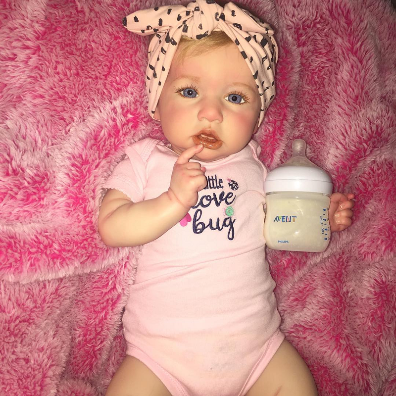 22'' Blanco Touch Real Blonde Hair Reborn Baby Doll Girl-Saskia Series
