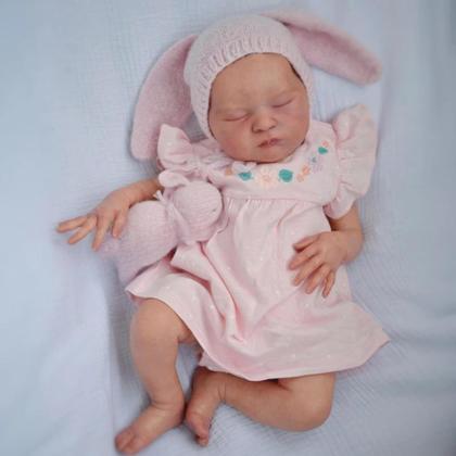 50cm Soft Body Sleeping Laura Reborn Doll In Pink Dress