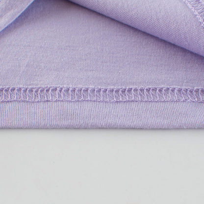 Purple Ice Cream Printed Round Neck Short Sleeve T-Shirt