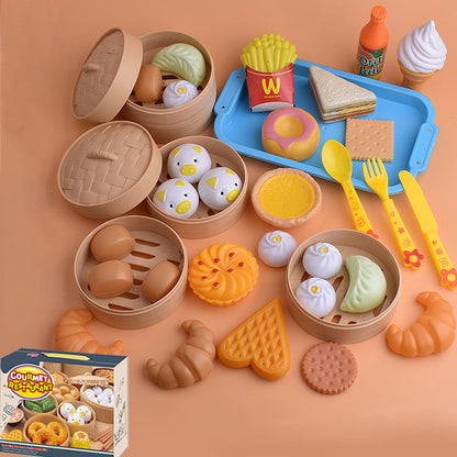 Children's Play House Simulation Kitchen Toys Chinese and Western Food 37 Piece Set