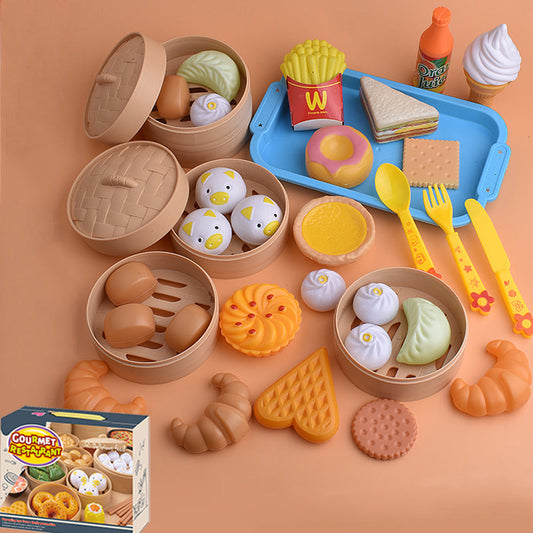 Children's Play House Simulation Kitchen Toys Chinese and Western Food 37 Piece Set