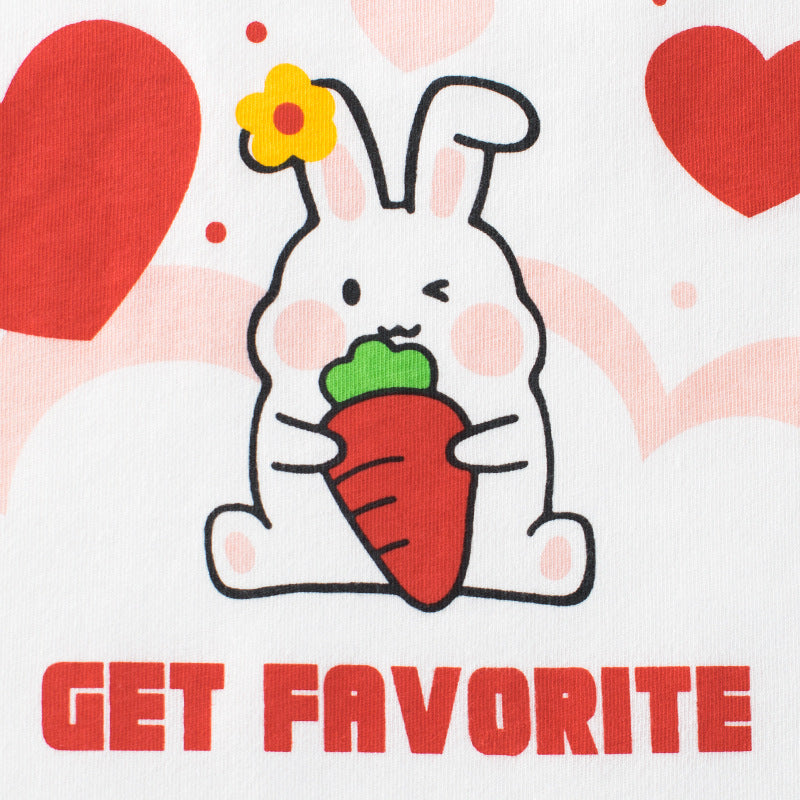 Short sleeve T-shirt with round neck with open love rabbit