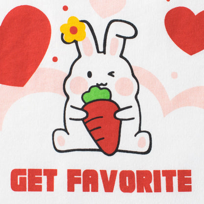 Short sleeve T-shirt with round neck with open love rabbit