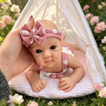 30cm Full Silicone Bettie Reborn Baby Girl in Pink Polk Dot Outfits