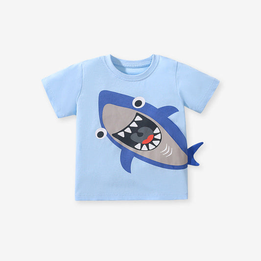 Kids' Cotton T-Shirt with Shark Print