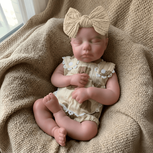 45cm Full Silicone Stretchable Loulou Reborn Girl in Bear Rompers