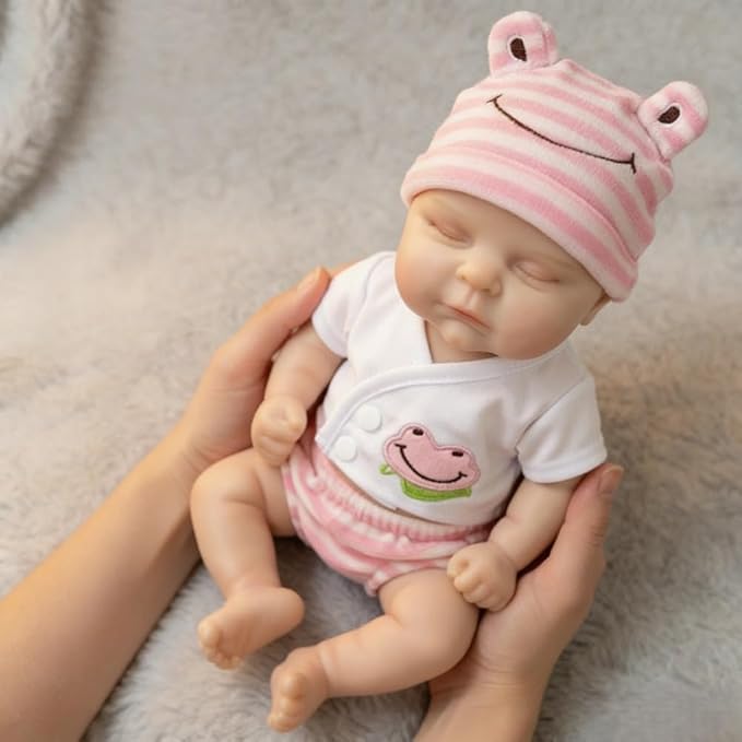 30cm Full Silicone Asleep Reborn Doll Girl Peaches